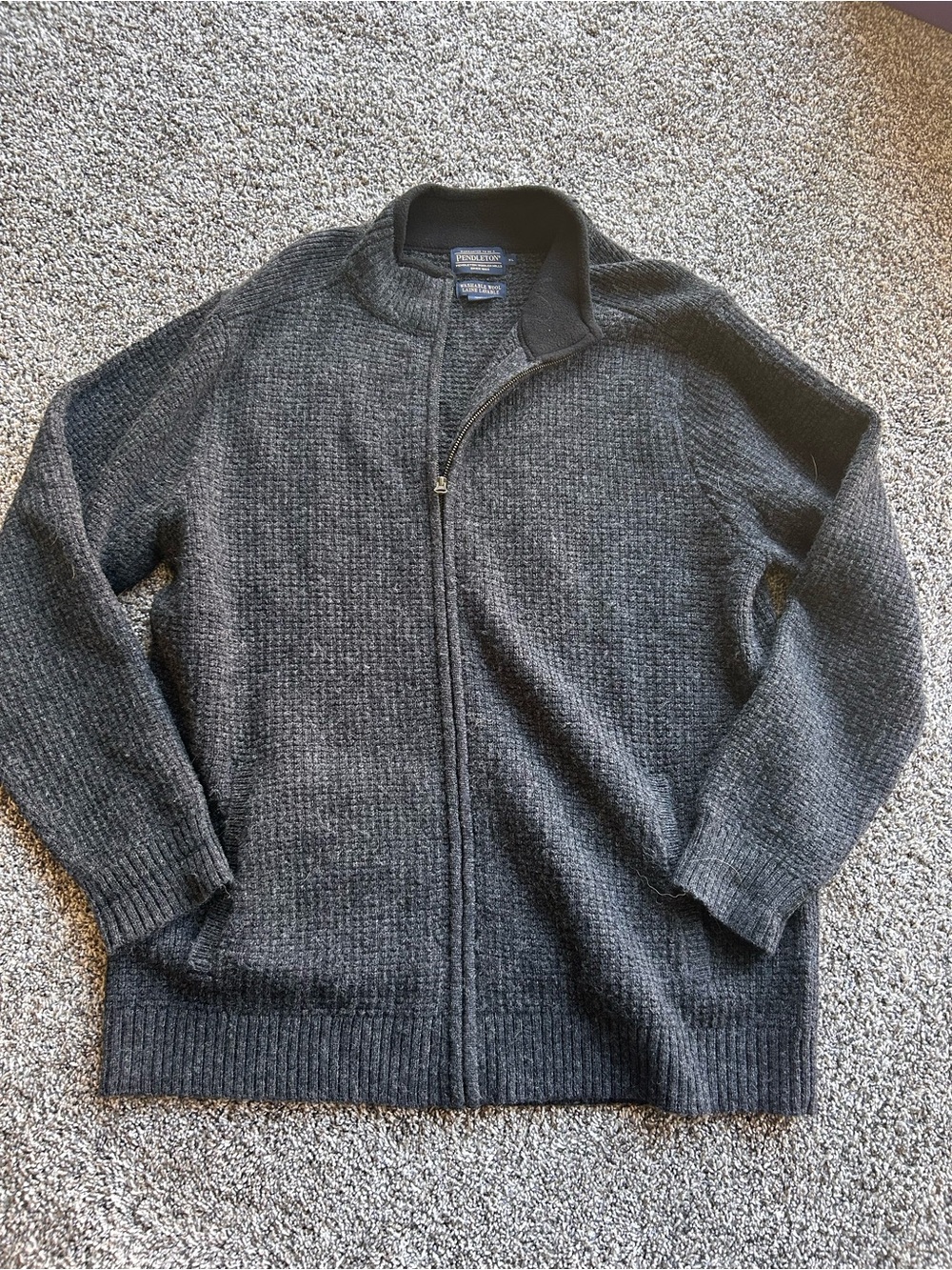 Pendleton Charcoal Gray Full-Zip Knit Sweater